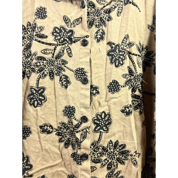 Coldwater Creek Women's Tan & Black Casual Floral Top - Picture 3 of 7
